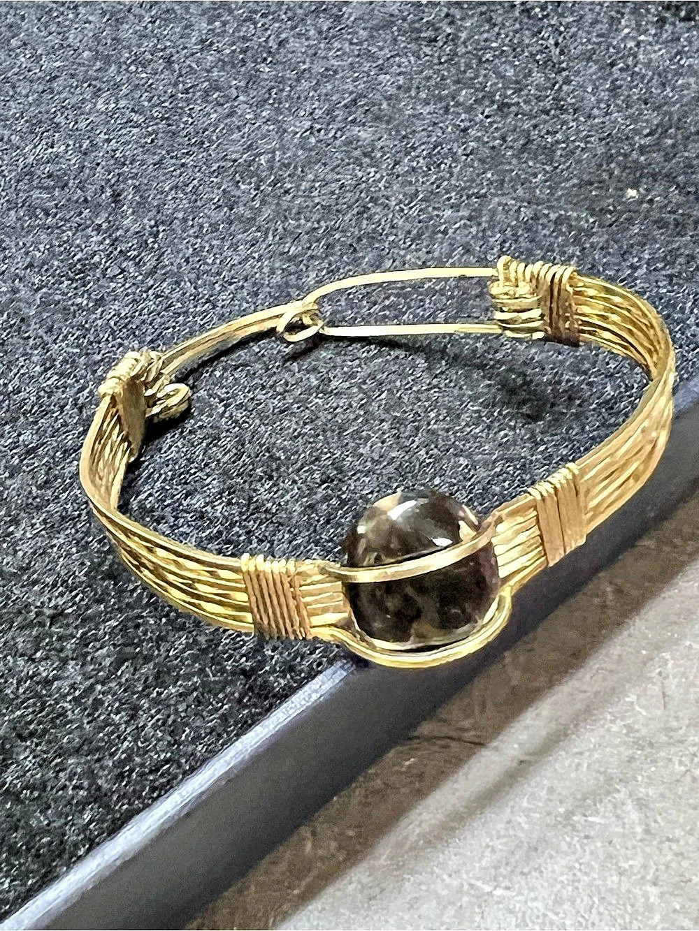 Gold-Tone Brown Stone Bracelet Like New